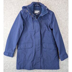 Lands End Navy Blue Hooded Winter Jacket w/ Fleece Lining Women's Size S 6-8